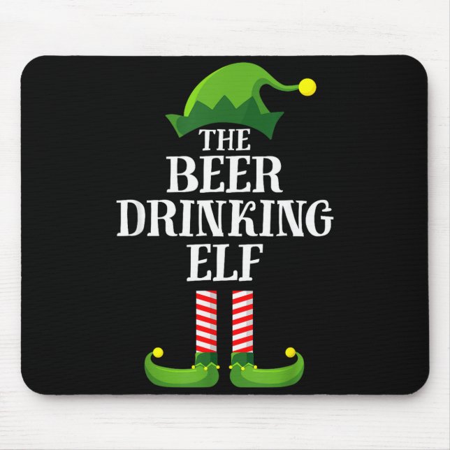 Beer Drinking Elf Matching Family Group Christmas  Mouse Mat (Front)