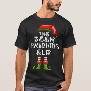 Beer Drinking Elf Matching Family Group Christmas T-Shirt