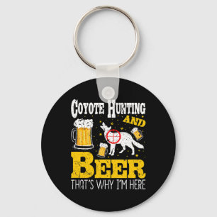 Beer Drinking Funny Coyote Hunting Key Ring