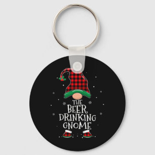 Beer Drinking Gnome Xmas Family Matching Christmas Key Ring