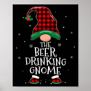 Beer Drinking Gnome Xmas Family Matching Christmas Poster