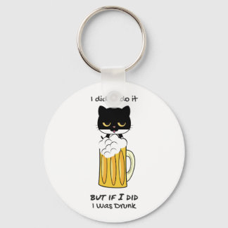 Beer Drinking Kitty Key Chain