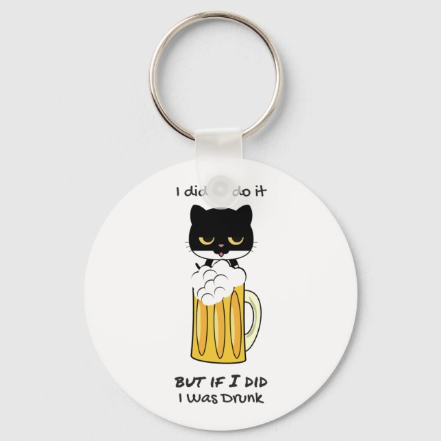Beer Drinking Kitty Key Chain (Front)