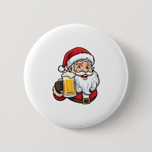 Beer Drinking Santa Claus Christmas Graphic 6 Cm Round Badge