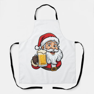 Beer Drinking Santa Claus Christmas Graphic Apron