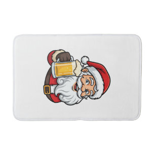 Beer Drinking Santa Claus Christmas Graphic Bath Mat