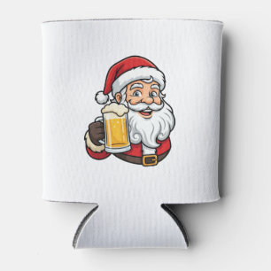 Beer Drinking Santa Claus Christmas Graphic Can Cooler