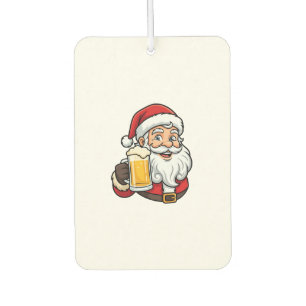 Beer Drinking Santa Claus Christmas Graphic Car Air Freshener