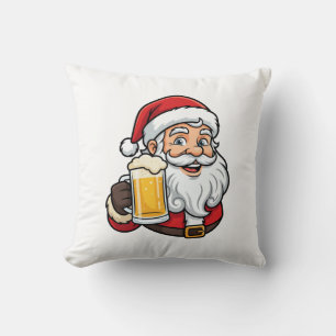 Beer Drinking Santa Claus Christmas Graphic Cushion