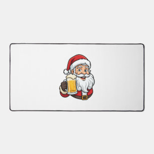 Beer Drinking Santa Claus Christmas Graphic Desk Mat