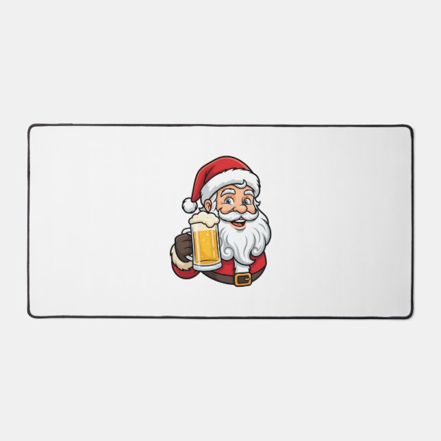 Beer Drinking Santa Claus Christmas Graphic Desk Mat (Front)