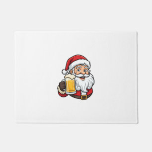 Beer Drinking Santa Claus Christmas Graphic Doormat