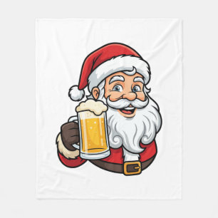 Beer Drinking Santa Claus Christmas Graphic Fleece Blanket