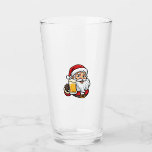 Beer Drinking Santa Claus Christmas Graphic Glass