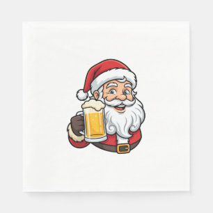 Beer Drinking Santa Claus Christmas Graphic Napkin