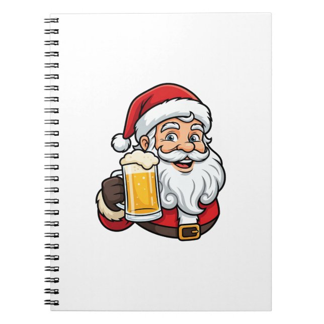 Beer Drinking Santa Claus Christmas Graphic Notebook (Front)