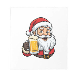 Beer Drinking Santa Claus Christmas Graphic Notepad