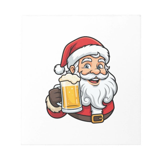 Beer Drinking Santa Claus Christmas Graphic Notepad (Front)