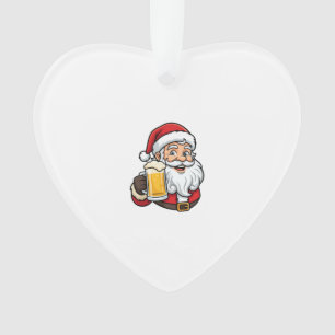 Beer Drinking Santa Claus Christmas Graphic Ornament