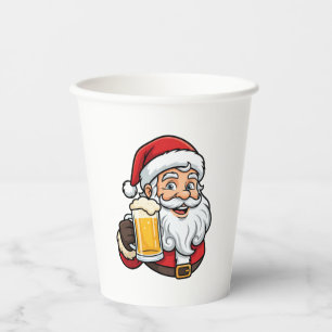 Beer Drinking Santa Claus Christmas Graphic Paper Cups