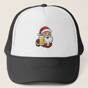 Beer Drinking Santa Claus Christmas Graphic Trucker Hat