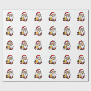 Beer Drinking Santa Claus Christmas Graphic Wrapping Paper