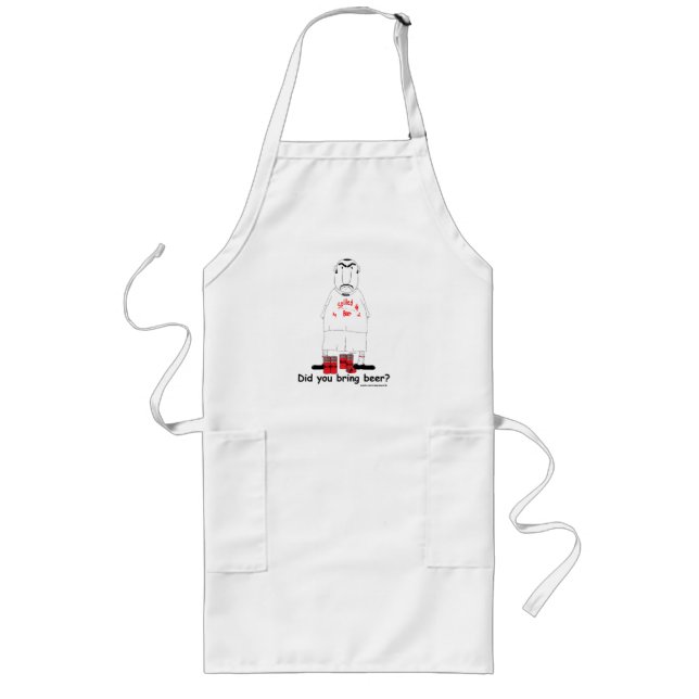 Beer Drinking, Sarcastic and Funny BBQ Guy Long Apron (Front)