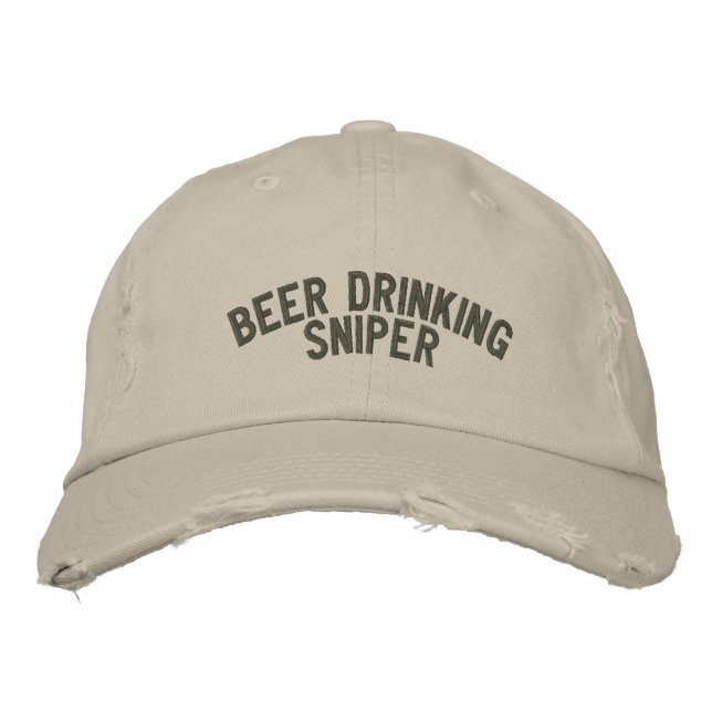 Beer Drinking Sniper Embroidered Hat (Front)