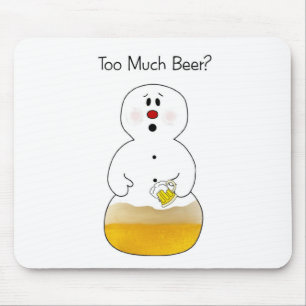Beer Drinking Snowman Mousepad