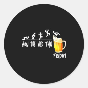 Beer Drinking Week Finally Friday Weekend Beer Dri Classic Round Sticker