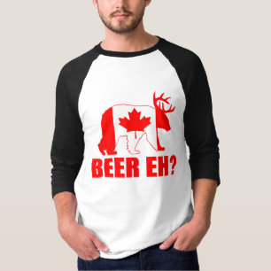 BEER EH?  Funny Bear Deer Canadian Flag T-Shirt