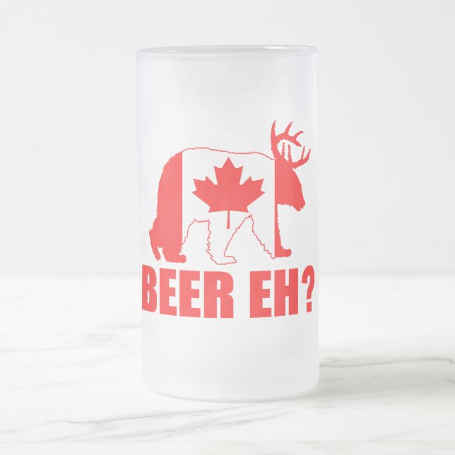 BEER EH?  Funny Canada Bear Deer Beer Mug (Center)