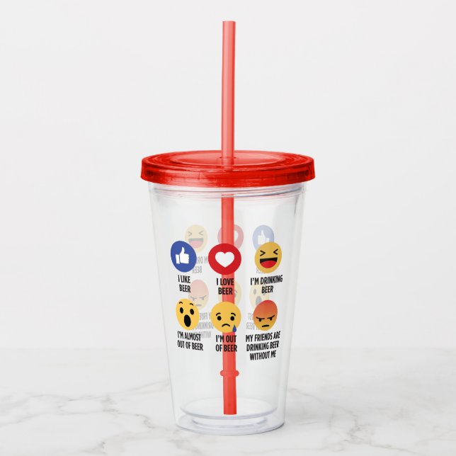 Beer Emojis Acrylic Tumbler (Front)