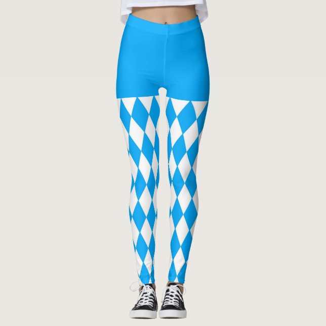 Beer Festival Bavarian Flag Pattern Oktoberfest Leggings (Front)