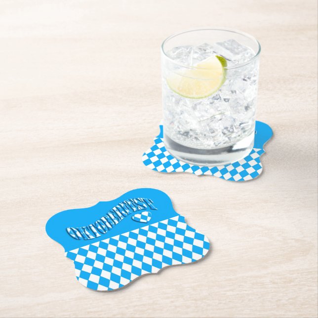 Beer Festival Bavarian Flag Pattern Oktoberfest Paper Coaster (Insitu)