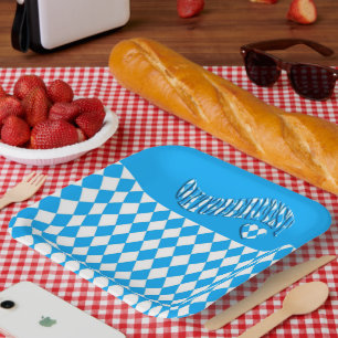 Beer Festival Bavarian Flag Pattern Oktoberfest Paper Plate