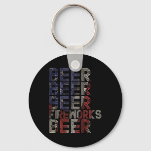 Beer Fireworks Retro 4th Of July Party Parade Drin Key Ring