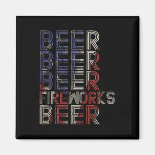 Beer Fireworks Retro 4th Of July Party Parade Drin Magnet