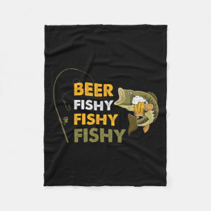 Beer Fishy Fishy Fishing Lover Fisherman Retro Vin Fleece Blanket