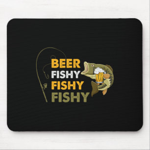 Beer Fishy Fishy Fishing Lover Fisherman Retro Vin Mouse Mat