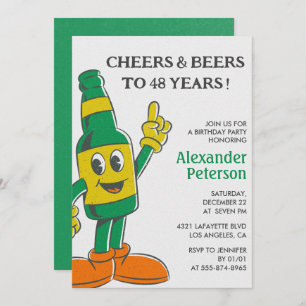 Beer Funny Humour Vintage Men 48th birthday Invitation