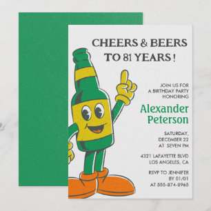 Beer Funny Humour Vintage Men 81st birthday Invitation