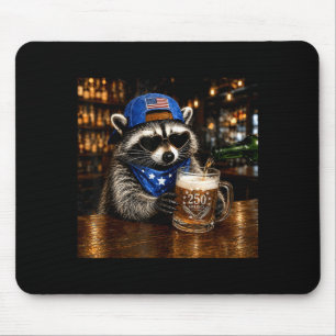 Beer funny racoon western 4th of july anniversary mouse mat
