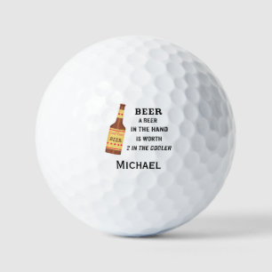 Beer Funny Saying Beer in Hand Name Personalise Golf Balls