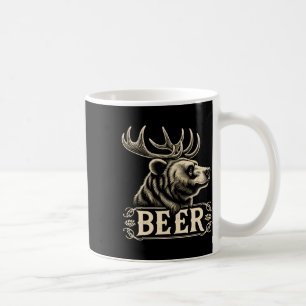 Beer Funny Vintage Design Bear With Deer Antlers F Coffee Mug