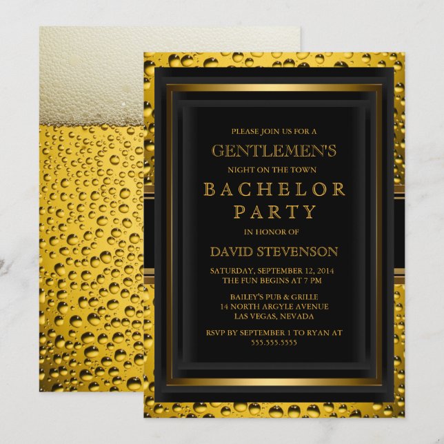 Beer Gentlemen's Bachelor Party Invite (Front/Back)