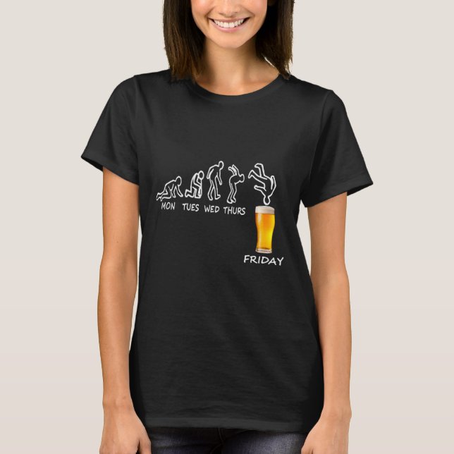 Beer Gift Ready For Friday, Work Week Funny Beer T T-Shirt (Front)