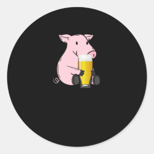 Beer Gift With Pig Classic Round Sticker