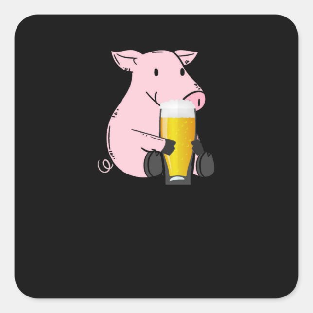 Beer Gift With Pig Square Sticker (Front)