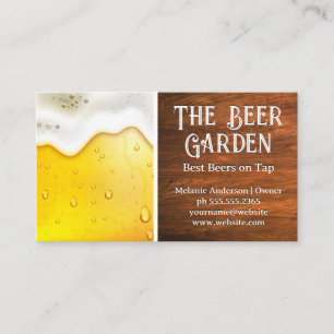 Beer Glass and Froth   Wood Business Card